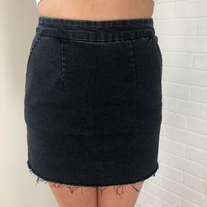 Black Denim Mini Skirt